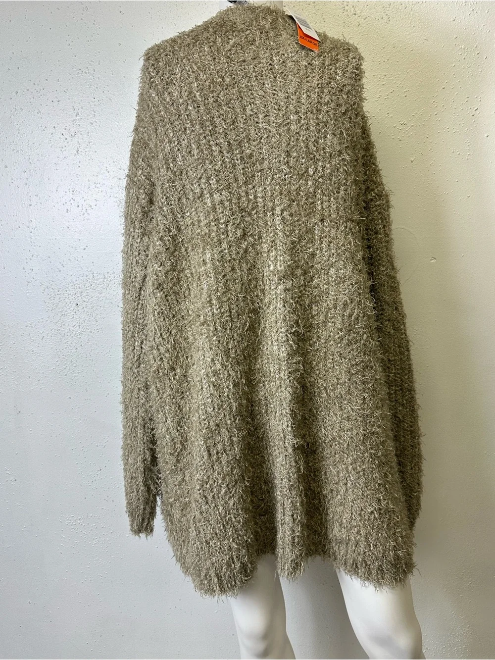 Kensie Taupe Fuzzy Open-Front Women's Cardigan